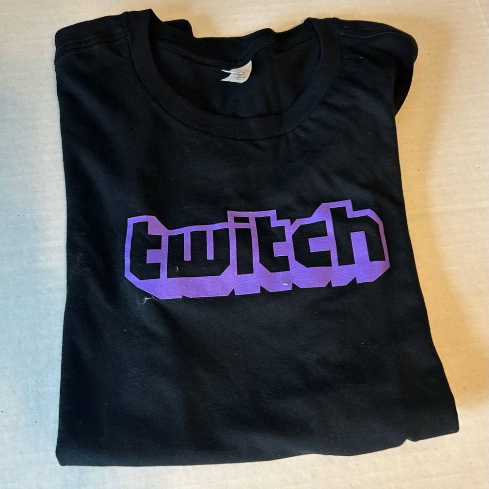 Twitch youth Tee shirt, size XL, black with purple logo